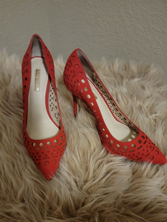 BCBGMaxAzria Shoes - BCBGMaxAzria Red Laser-Cut Heels